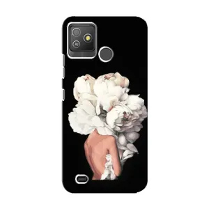 Чехлы (ART) Цветы на Tecno Pop 5 GO (VPrint) (Белые цветы)