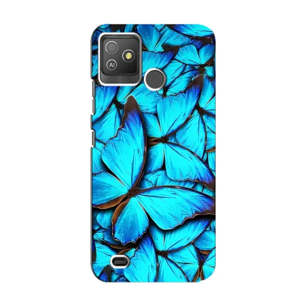 Чехол с принтом «Синие бабочки» для TECNO Pop 5 GO