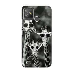 Силіконовий чохол з КАРТИНКАМИ літо для Tecno Pop 5 GO (AlphaPrint) (Жирафи в окулярах)
