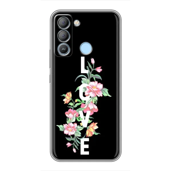 Чохол з принтом «Квіти LOVE» для TECNO Pop 5 LTE