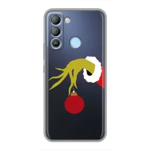 Зимні Чохли для ТЕКНО Pop 5 LTE - прозорий фон (Грінч з іграшкою)