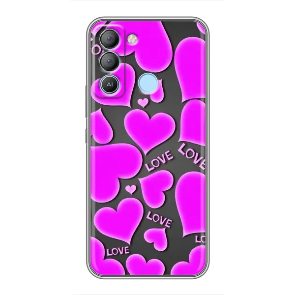 Чохол з принтом «Pink hearts» для TECNO Pop 5 LTE