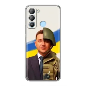 Чохол для TECNO Pop 5 LTE (AlphaPrint - с принтом Зеленського) (Зеленский солдат)