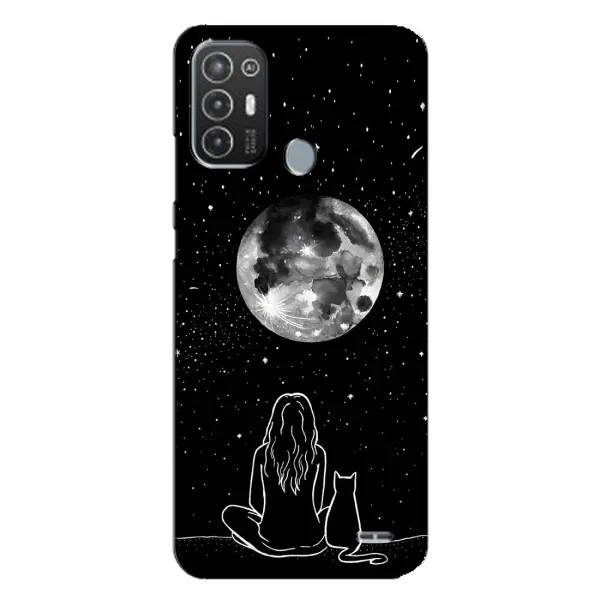 Чохол з принтом «Дівчина з котом» для TECNO Pop 6 Pro (BE8)