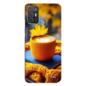 Чохол з унікальним дизайном 'Осінь з кавою' для TECNO Pop 6 Pro (BE8) (Кава на жовтому пледі)
