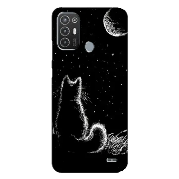 Чохол з принтом «Котик і місяць» для TECNO Pop 6 Pro (BE8)