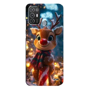 Яскравий чохол для TECNO Pop 6 Pro (BE8) з Зимові Оленята (Олень з шарфом)