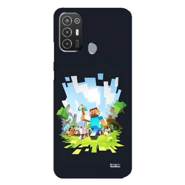 Чохол з принтом «персонажі Minecraft» для TECNO Pop 6 Pro (BE8)