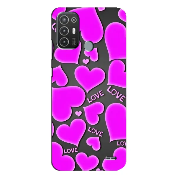 Чохол з принтом «Pink hearts» для TECNO Pop 6 Pro (BE8)