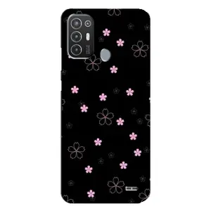 Чохол з розовим принтом для TECNO Pop 6 Pro (BE8) (Рожеві квіти на чорному)