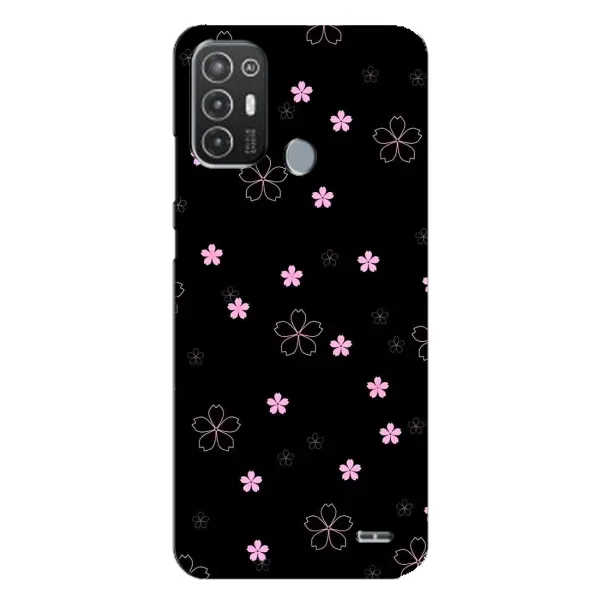 Чехол с принтом «Розовые цветы на черном» для TECNO Pop 6 Pro (BE8)