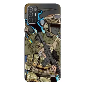 Чехлы с картинкой ЗСУ для TECNO Pop 6 Pro (BE8) (AlphaPrint) (Воїн ЗСУ)