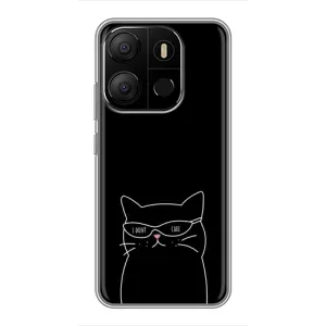 Чехол с рисунком кот на Tecno Pop 7 Pro (Равнодушный кот)