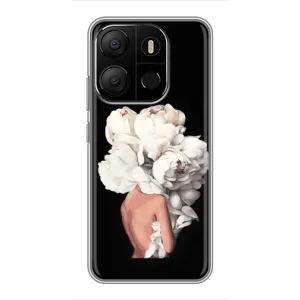 Чехлы (ART) Цветы на Tecno Pop 7 Pro (VPrint) (Белые цветы)