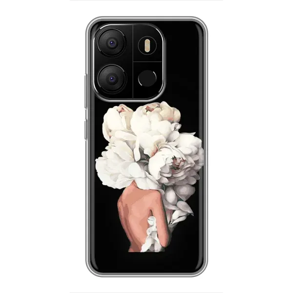 Чехол с принтом «Белые цветы» для TECNO Pop 7 Pro