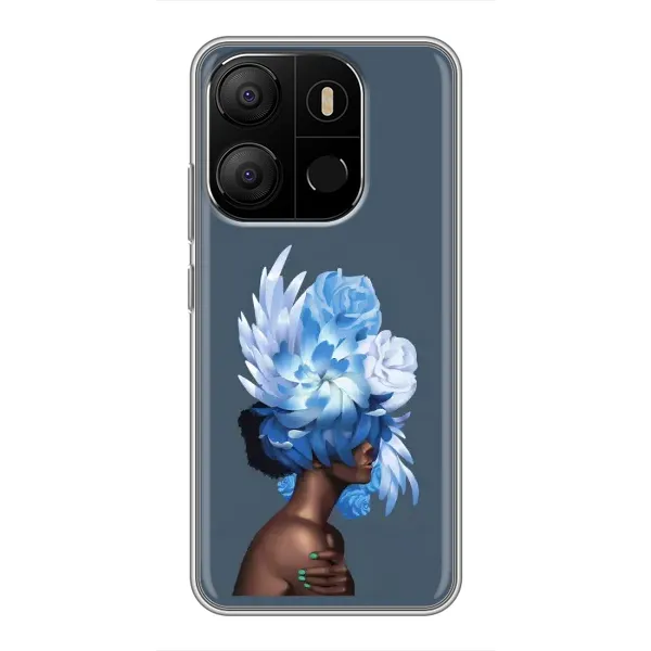 Чехол с принтом «Цветы на голове» для TECNO Pop 7 Pro