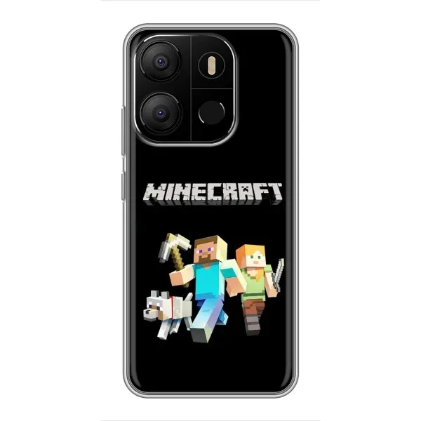 Чохол з принтом «герої Minecraft» для TECNO Pop 7 Pro