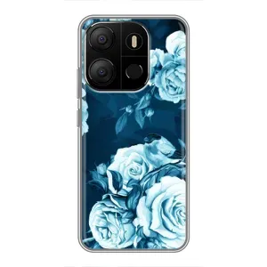 Чехлы (ART) Цветы на Tecno Pop 7 Pro (VPrint) (Голубые Бутоны)