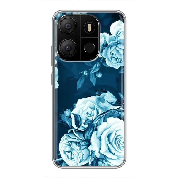 Чехол с принтом «Голубые Бутоны» для TECNO Pop 7 Pro