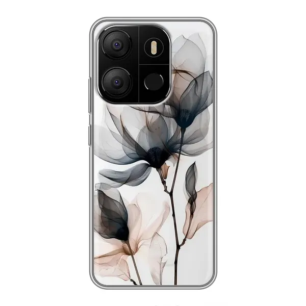 Чехол с принтом «Цветы на белом» для TECNO Pop 7 Pro