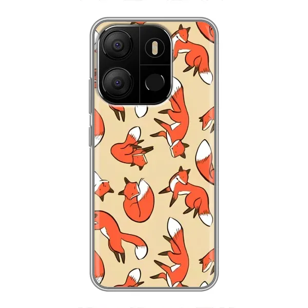 Чохол з принтом «Лисички» для TECNO Pop 7 Pro