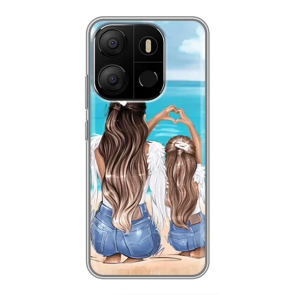Чохол з принтом «Мама з донькою» для TECNO Pop 7 Pro