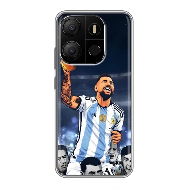 Чохол з принтом «Мессі з кубком» для TECNO Pop 7 Pro