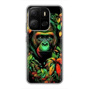 Чохол з Мавпами Tecno Pop 7 Pro - (AlphaPrint) (Мавпа в квітах)