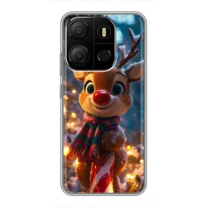Яскравий чохол для TECNO Pop 7 Pro з Зимові Оленята (Олень з шарфом)