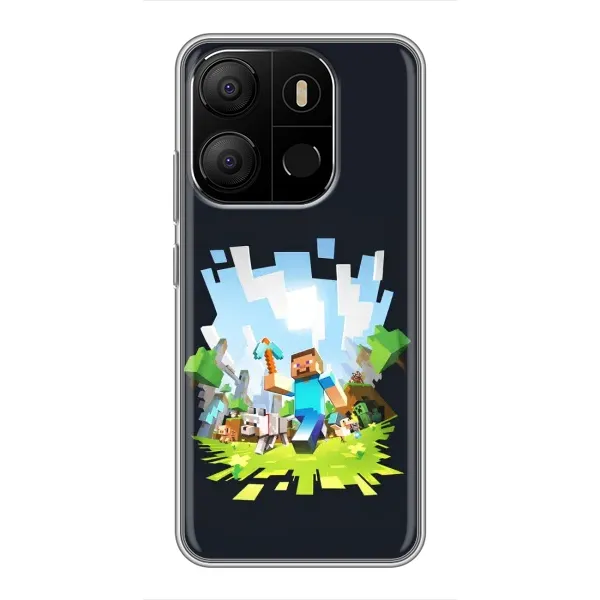 Чохол з принтом «персонажі Minecraft» для TECNO Pop 7 Pro