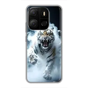 Чохол з принтом «Білий тигр у диму» для TECNO Pop 7 Pro
