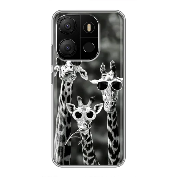 Чохол з принтом «Жирафи в окулярах» для TECNO Pop 7 Pro
