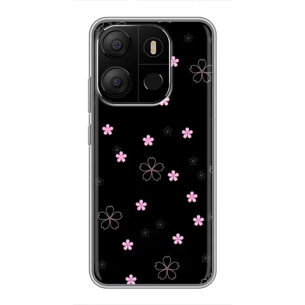 Чехол с принтом «Розовые цветы на черном» для TECNO Pop 7 Чехол с принтом «Розовые цветы на черном» для TECNO Pop 7