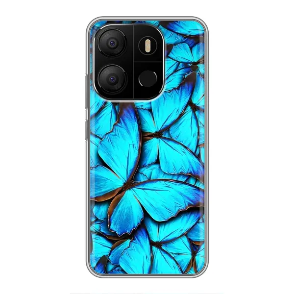 Чохол з принтом «Сині метелики» для TECNO Pop 7