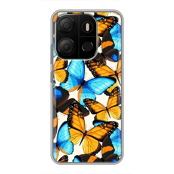 Чохол з принтом «Яскраві метелики» для TECNO Pop 7