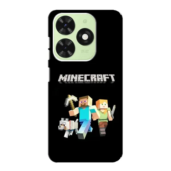 Чохол з принтом «герої Minecraft» для TECNO Pop 8