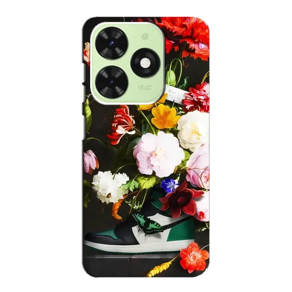 Чохол з принтом «Nike цветы» для TECNO Pop 8