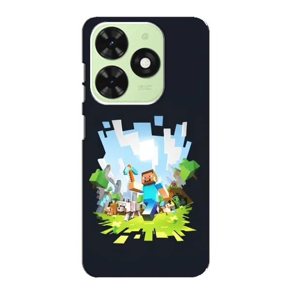 Чохол з принтом «персонажі Minecraft» для TECNO Pop 8