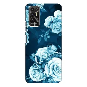 Чехлы (ART) Цветы на TECNO Pova-2 (LE7n) (VPrint) (Голубые Бутоны)