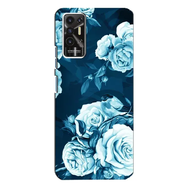 Чехол с принтом «Голубые Бутоны» для TECNO Pova 2 (LE7n)