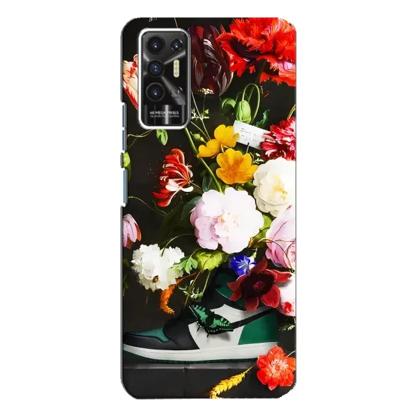 Чехол с принтом «Nike цветы» для TECNO Pova 2 (LE7n)