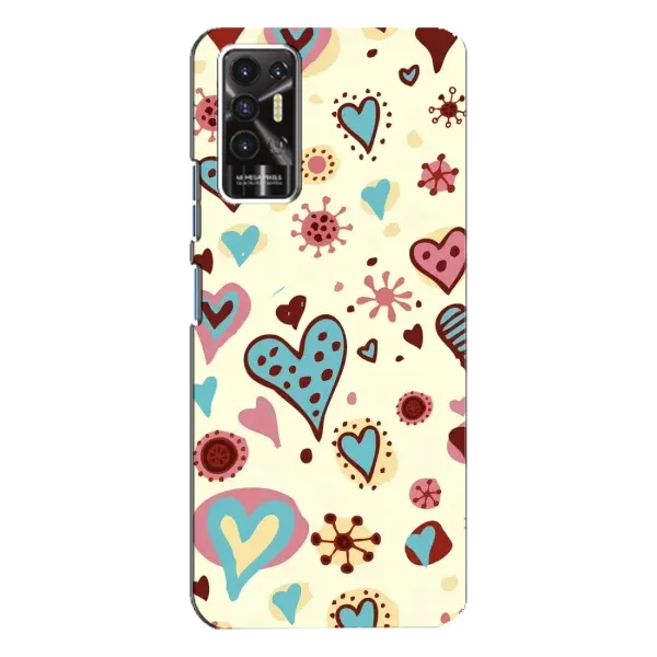 Чехол с принтом «Сердечки» для TECNO Pova 2 (LE7n)