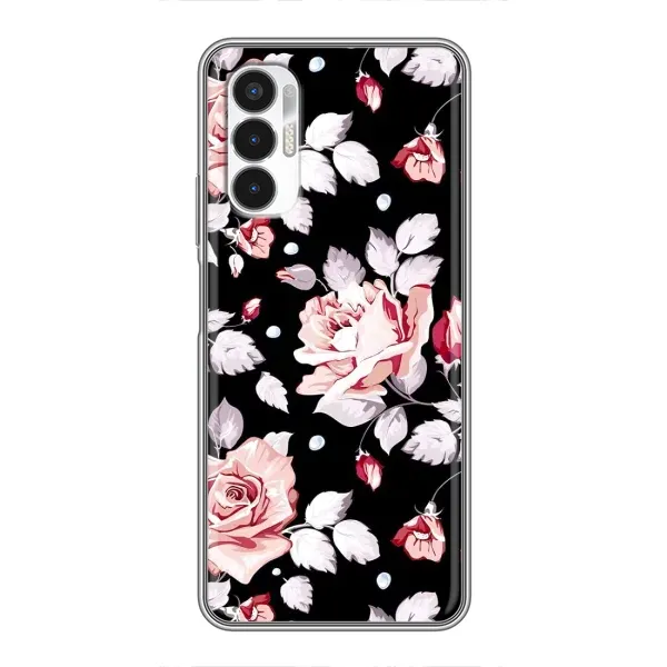 Чехол с принтом «Цветочки на черном» для TECNO POVA 3 (LF7n)