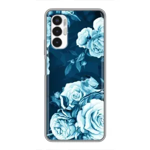 Чехлы (ART) Цветы на Tecno POVA 3 (LF7n) (VPrint) (Голубые Бутоны)