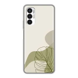 Силконовий чохол з принтом в квітах на Tecno POVA 3 (LF7n) (Зелена монстера дизайн)
