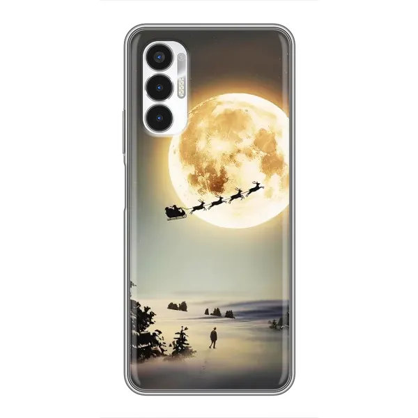 Чехол с принтом «Санта на луне» для TECNO POVA 3 (LF7n)