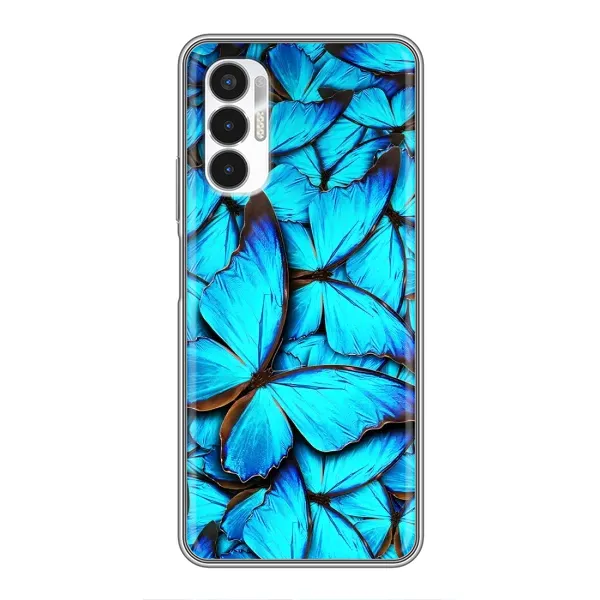 Чехол с принтом «Синие бабочки» для TECNO POVA 3 (LF7n)