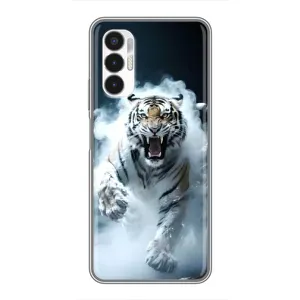 Чохол з картинкою 'Хижаки' для Tecno POVA 3 (LF7n) (Білий тигр у диму)