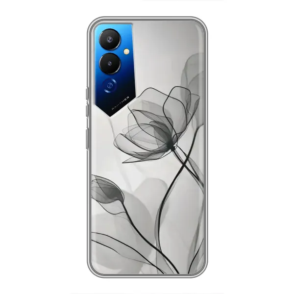 Чехол с принтом «Черные цветы» для TECNO POVA 4 (LG7n)