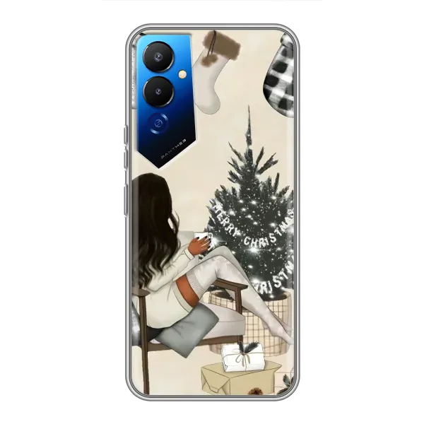 Чохол з принтом «Дівчина з ялинкою» для TECNO POVA 4 (LG7n)